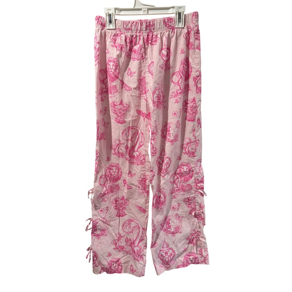 Wicked x Katie Kime Kids Pink Toile‎ Land of Oz Pajama Pants Side Tie XL 14
